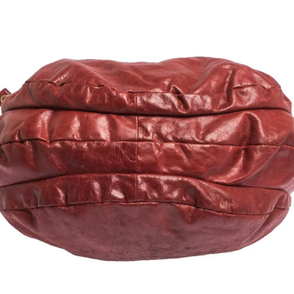 Marc Jacobs Classic Red Persimmon Q Hillier pleated Hobo Bag